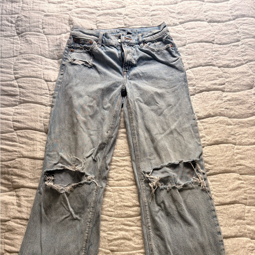 American Eagle Outfitters Distressed Blue Boyfriend Jeans
